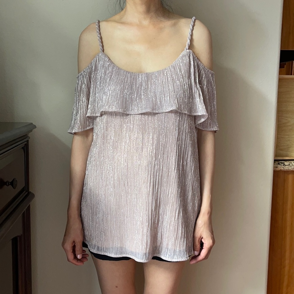 Ella Moss Cold Shoulder Metallic Blush Tank